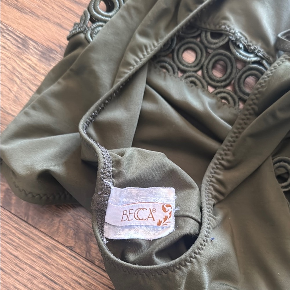 Becca Olive Green One-Piece Swimsuit - Picture 3 of 3